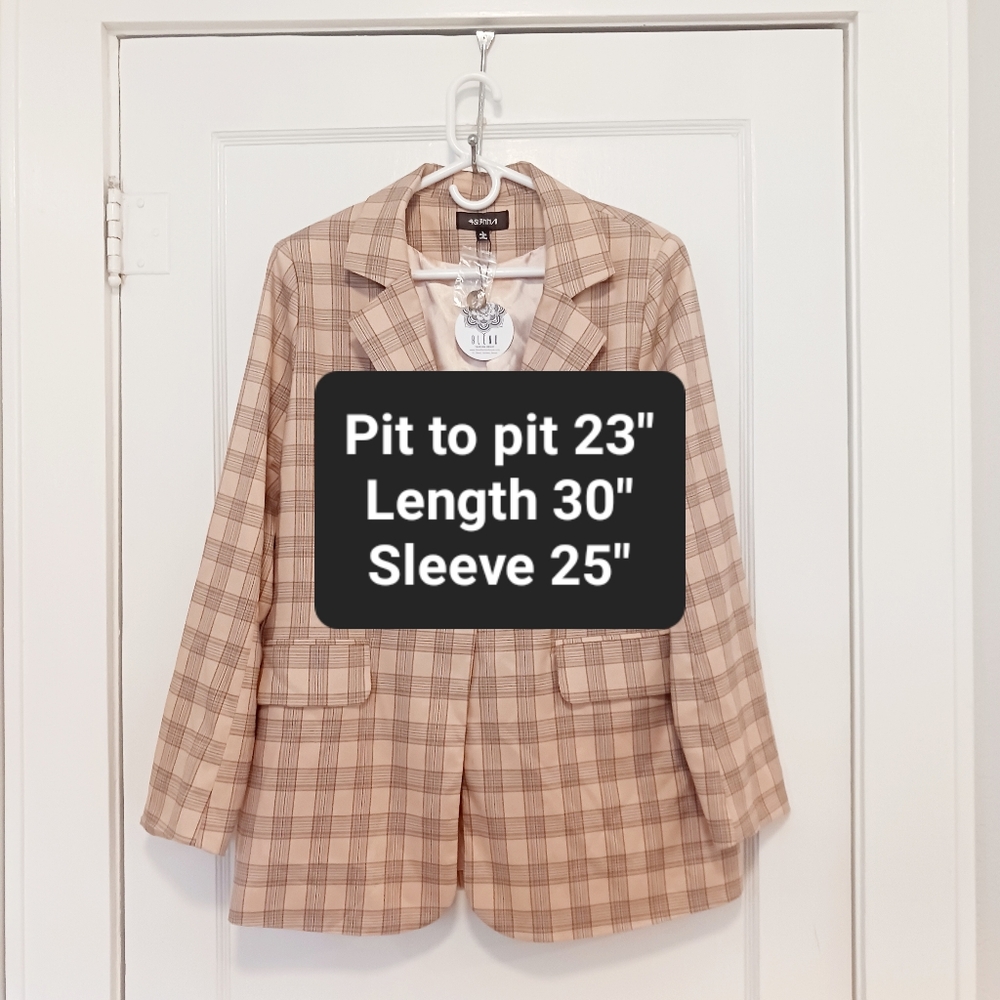 4SI3NNA Tan Plaid Darla Jacket SZ Large NWT - Picture 4 of 8